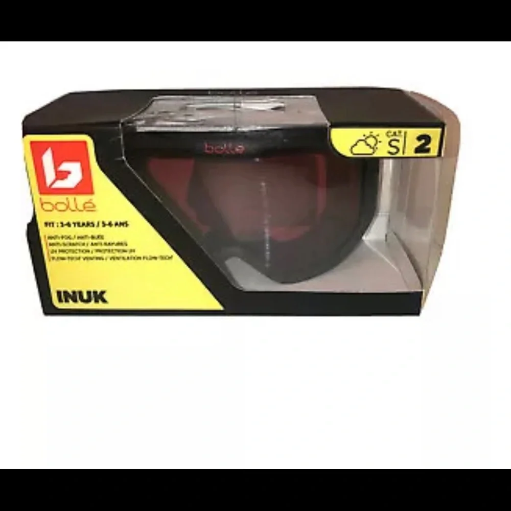 Bolle NWT Kid Goggles Youth Small 3-6y Matte Black,Vermillon Lens, Monkey Band